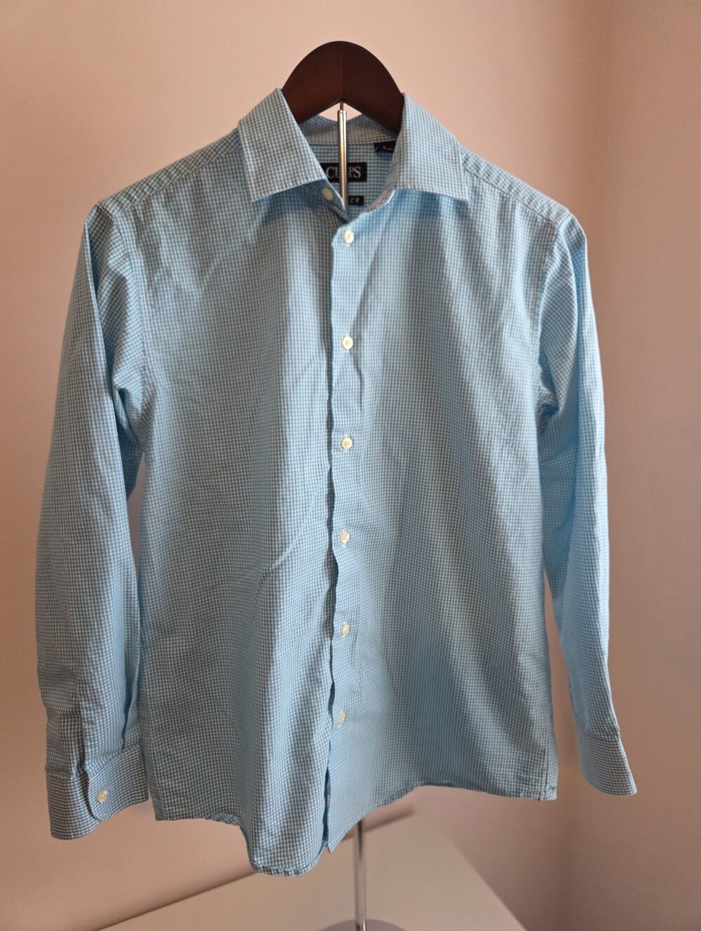 Chaps Light Blue Gingham Dress Shirt
